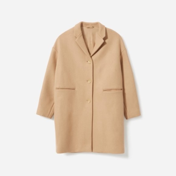 EVERLANE Cocoon Tan Wool Blend Coat Camel Sz 4 - Picture 11 of 11
